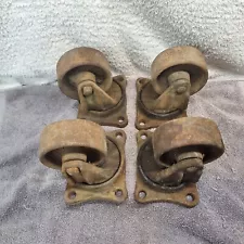 Lot Of 4 Vintage Bond 3" Caster Wheels Industrial Rollers 1018 Set Of 4 Casters