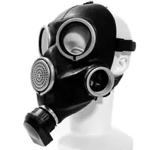 Vintage Soviet Gas Mask GP7 Black Military Respirator with NATO NBC Filter 40mm