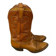 Vintage The Sanders Men's Cowboy Boots Size 10.5 D Brown Caramel Western Rodeo