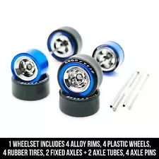 1/64 Scale ALLOY 0 5 SPOKE CHROME Real Rider Wheels Rims Tires Set for Hot Wheel