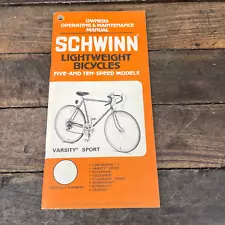 New ListingVintage Schwinn Owners Manual Lightweight Bicycles 10 Speed Volare LeTour