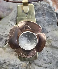 Pendant/Keyring Commemorating WW1: 1914 Copper Penny & 1918 Silver Threepence