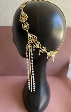 Vijiv Great Gatsby Gold Tone And AB Crystal Headpiece