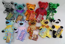 Lot of 10 Grateful Dead Dancing Bears Liquid Blue Bean Filled 7" w/Tags