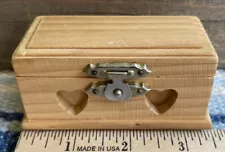 ✅Vintage Unfinished Wooden Trinket Box Heart Trunk w/ Metal Latch Hinged 3.5"