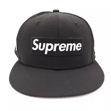 Supreme x New Era Money Box Logo Black White Fitted Hat Cap Size 7 1/4