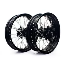 CNC Supermoto Wheels Set For Suzuki Drz 400 17" Cush Drive 2000-2022 black