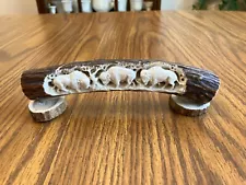 Elk Antler Hand Carved Buffalos