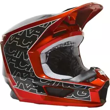 Open Box Fox Racing Youth V1 Core Dirt Bike Helmet Peril Flo Red Size Medium