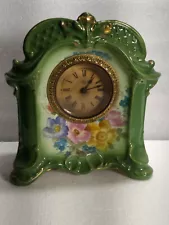 ANTIQUE ANSONIA ROYAL BONN PORCELAIN MANTEL CLOCK