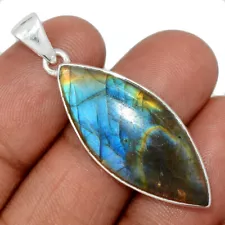 Natural Multi Fire Labradorite - Madagascar 925 Silver Pendant Jewelry CP43969