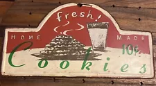 Vintage Retro Homemade Fresh Made Cookies 10 Cents Metal Sign 12” x 6”