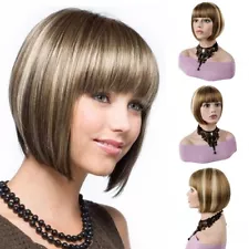 On Sale!!! Women Lady Natural Blonde Brown Bob Wig Short Straight Synthetic Hair