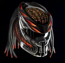 TOP PREDATOR MOTORCYCLE HELMET CUSTOM ORANGE FIRE ( DOT & SNELL CERTIFIED )