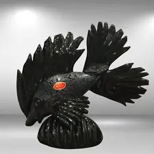 Murano Art Glass Black Betta Fish Sculpture - Rare Italian Masterpiece