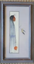 Raymond Judge Original Signed Painting Drawing Native American Art 10"x18" 2a