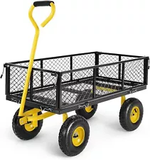 Homdox Garden Carts HeavyDuty Yard Dump Wagon Cart Steel Lawn Utility Cart 680lb