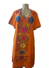 Mexican Dress Puebla Authentic Women's Hand Embroidered Floral Design