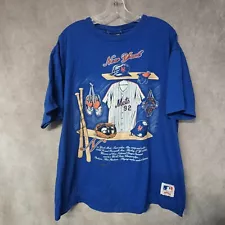 Vintage 90s Nutmeg Mills New York Mets Locker Graphic Baseball T-Shirt Mens XL