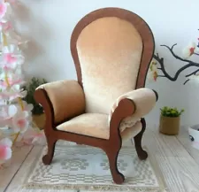 Miniature Elegant Chair Dollhouse Furniture Victorian Style Wooden Velvet prop