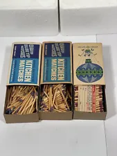 3 VINTAGE Open Box Ohio Blue Tip Strike Box Wood Matches Ohio Blue & Diamond