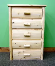 Handcrafted White Cedar Log Dresser 5 Drawers - Dovetail Drawers/Solid Wood