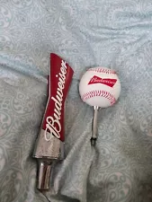 Budweiser Bowtie Tap Handle NEW 8.5" Short handle with Baseball Topper