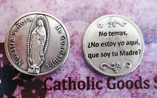 Nuestra Senora de Guadalupe - Spanish - Silver tone Pocket Coin