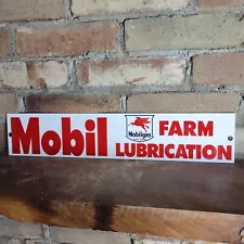 VINTAGE OLD MOBILGAS FARM LUBE PORCELAIN GAS PUMP SIGN MOBIL MOBILOIL 18" X 4"