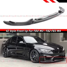 For 15-20 BMW F80 M3 F82 F83 M4 Carbon Fiber V2 Style Front Bumper Lip Splitter