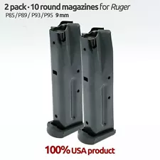 2 Magazines For Ruger P.85,89,94,95 9MM 10 Rounds Blue Steel