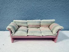 Dollhouse Furniture Couch Sofa Striped Pink Living Room Vintage