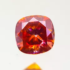 1.02 Cts Certified Natural Cushion Cut Diamond Vivid Orange Red Grade VVS2 6mm