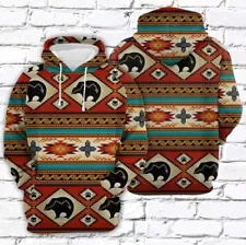 Native American Bear All Over Print Unisex Hoodie, Hoodie Gift, Gift For 2024