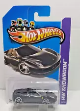 Hot Wheels black Ferrari 458 Spider HW Showroom Black on Black base variation