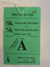 GREEN BAY PACKERS SPECIAL ACCESS PASS 8-8-1998 VS SAINTS AT LAMBEAU FIELD