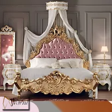 Italian Luxury Bedroom Set Bed, Hand Carved Bed Frames. King Size bedding Set