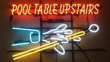 Pool Table Upstairs Billiards Game Room Neon Light Sign 24"x20" Beer Bar Decor