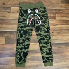 BAPE A Bathing Ape M Jogger Sweatpants Camouflage Face Shark Camo Green Mens