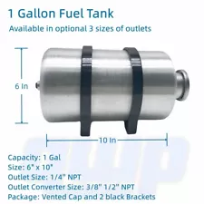 Fuel Tank 1 Gallon 6'' x 10" Vertical Gas Tank 1/4'' NPT for Off-Road Dune Buggy