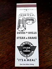 Vintage Matchbook: Steak n Shake Restaurants