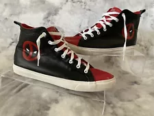 Marvel Deadpool ~ Mens Hi Top Sneakers ~ Size 12 ~ Faux Leather Shoes