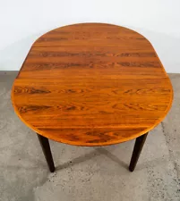 Mid Century Danish Modern Dining Table Oval Rosewood Extension x1 Denmark Round