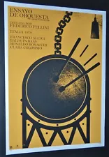 Sale! ORCHESTRA REHEARSAL / Cuban Screen-print Poster for FELLINI Movie Festival