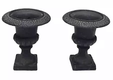 VTG Cast Iron Miniature Garden Urns Set Of 2 Architectural Decorative Element