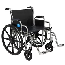 Medline Excel Extra-Wide Wheelchair With 24" Seat, Full-Length Arms, Elevating