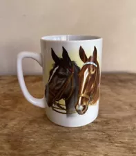 HORSE EQUESTRIAN MUG Coffee Black & Sorrel English Western Handmade 70’s USA