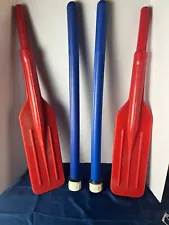 PLASTIC BOAT OARS Vintage New NOS Red & Blue KIds ??? 2 Piece Paddles