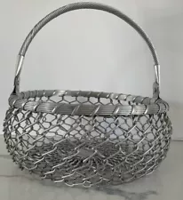 Vintage Aluminum Wire Basket With Swing Handle