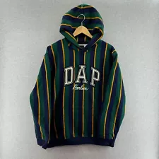 Gap x Dap Mens Hoodie Green Large Striped AOP Logo Sweatshirt Pullover Harlem